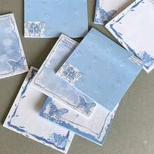 Blue Butterfly Sticky Notes, Warm Purple Butterfly Wings Light Blue Sticky Notes, 76*76mm Adhesive Removable Cute Student Memo Note Pads, Office And Study Use Sticky Notes - one-size - View 2