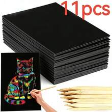 Magic Scratch Art Paper, Rainbow Art Craft Paper Set, Perfect Gift For Birthday, Holiday, Halloween And Christmas, Creative Paper Board - Set - View 4