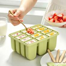 New 12-Cavity Silicone Popsicle Mold, Popsicle Maker, DIY Popsicle Mold With 50 Popsicle Sticks - Olive Green - View 6