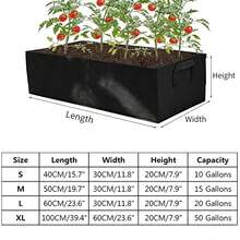 1pc Gardening Grow Bag With Handle, Multi-Size Felt Planter Bag, Rectangular Seedling Pot, Suitable For Vegetables, Tomatoes, Potatoes - Black - View 2