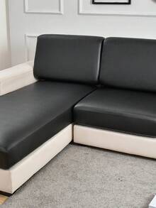 1pc Leather Sofa Cushion Cover Living Room Luxury Stretch Sofa Cover Solid Color Simple Sofa Protective Cover Home Decoration Suitable For All Seasons Bedroom Living Room Office - Black - View 8