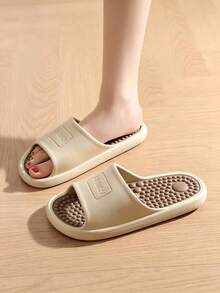 1 Pair Indoor Non-Slip Bathroom Shower Massage Slippers, Thick Sole Design, Unisex For Men And Women, Soft Rubber Material, With Foot Massage Function - A - View 3