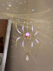 1pc Handmade Beaded Spider Sun Catcher, Pink Crystal Spider, Can Be Hung On Windows, Gardens, Ideal Home Decor For Indoor And Outdoor Backyards, Ceilings And Rooms, Halloween Gift - 1pc - View 12