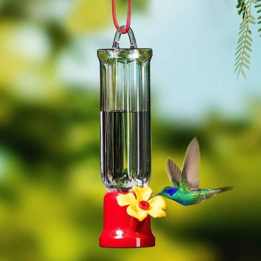 1 pieza Alimentador mini para colibríes con alambres colgantes, alimentador transparente para colibríes de exterior - Unitalla - Ver 1