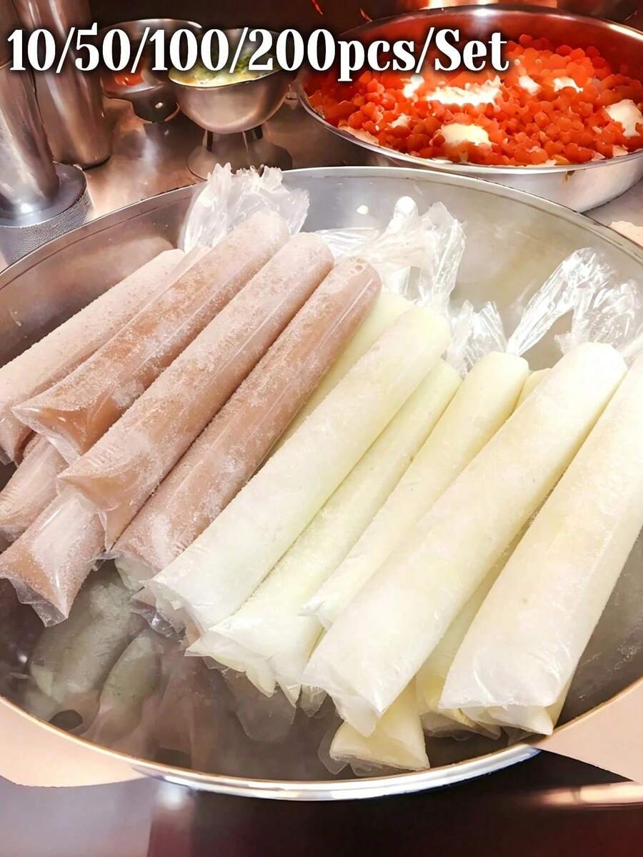 10/50/100/200 Pcs Popsicle Bags, Popsicle Bags, DIY Crushed Popsicles, PE Material, Allowing You To Safely Make Ice Cubes, Yogurt Ice Cream Mold Bags - Multicolor - View 1
