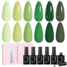 Beetles 6 Colors Green Picnic Green Gel Nail Polish Set, Pastel Green Gel Polish Kit, Soak Off UV LED Nail Art Manicure - 6 Colors Green Picnic Green - 查看 8