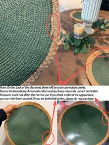 4/6pcs 15 Inch Black Round Woven Placemats, Washable, Wipeable, Heat-Resistant, Suitable For Holiday Parties, Indoor/Outdoor Daily Use, Birthday Parties, Wedding Dinners, Home Kitchen Dining Table Decoration Non-Slip Mats - Brown - View 7