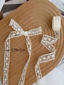 White Lace Ribbon With Bow/Webbing For Bouquet Wrapping/DIY Craft Material/Apparel - Set - View 3