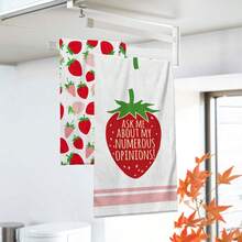 2/4/48 piezas Toallas de cocina con estampado de fresa - Paños de cocina y toallas de mano de poliéster ultra suaves y altamente absorbentes, perfectas para decoración de vacaciones, decoración de cocina, decoración de fiestas. - Multicolor - Ver 3