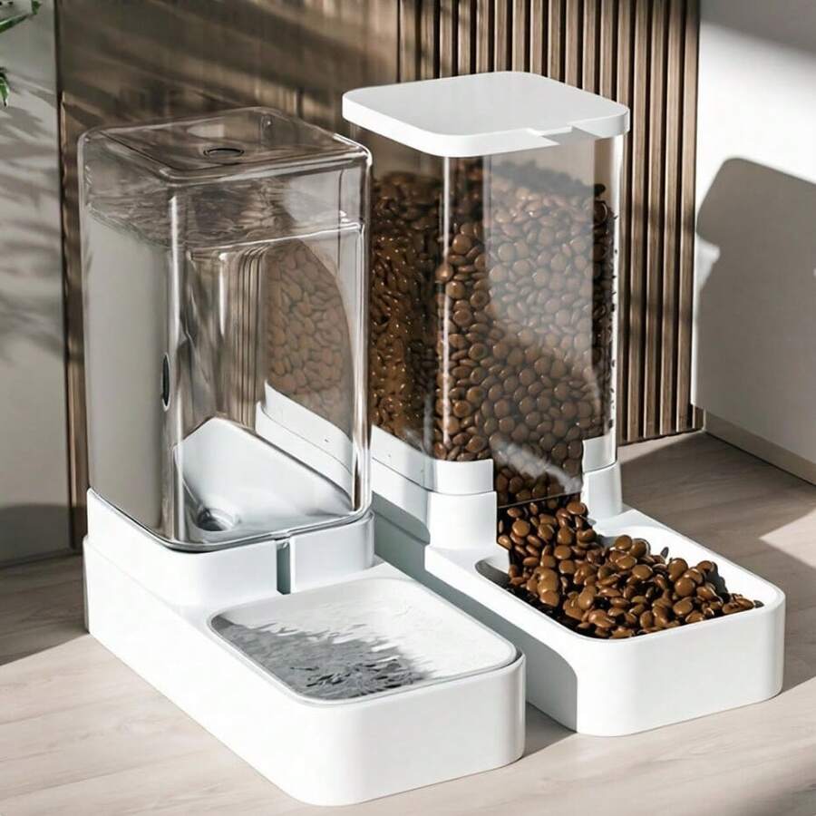 Pet Feeder, Anti-Slip Design Transparent Material, Detachable And Easy To Clean, Water And Food Separation Automatic Refill, Large Capacity Food Storage Cat Bowl Dog Bowl Water Bowl, Pet Feeder Pet Bowl - A - View 1