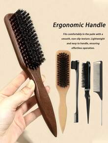 4/1 Hair Comb Set/Beard Brush Plastic Hair Brush Styling Comb Unscented Cleaning Brush Smooth Back Comb With Wide Pointed Tail Back Comb And Detangling Comb Smooth Frizz And Flyaways Create Voluminous Style Ponytail Easy Parting Suitable For Men And Women Recommended As Christmas Gift Halloween Gift - Multicolor - View 5