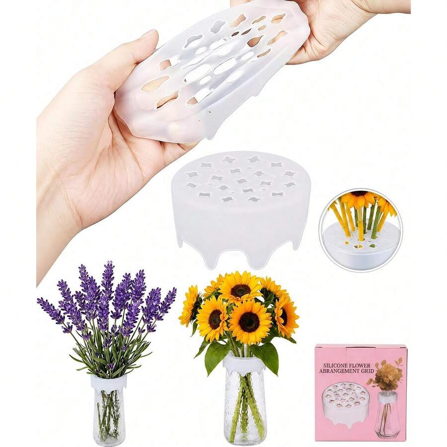 Silicone Floral Arrangement Grid, Flexible Flower Stem Holder, Floral Grid, Silicone Vase Grid, Floral Arrangement Holder, Reusable Silicone Floral Arrangement Grid, Suitable For DIY - A - View 1