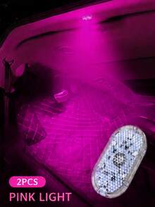 1//2/4pcs Car LED Ambient Lights, Footwell Lights & Interior Decor Lights. RGB Mini Wireless Stick-On Lights For Car Ceiling And Foot Area. First Use: Turn On The Switch And Charge Fully First(Random Style) - 彩色 - 查看 12