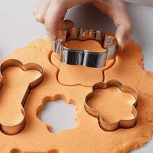 3pcs Stainless Steel Cookie Cutter Set, DIY Cake Baking Dog Bone And Paw Print Shape Molds, Pet Treat Cookie Cutter Tools, For Home Kitchen Use - Multicolor - View 4