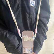 1PC Colorful Cat Phone Case Back Clip With Long Crossbody Strap, Creative Women's Neck Hanging Long Rope, Outdoor Crossbody Chain, Ins Style Long Phone Lanyard, Durable And Sturdy Woven Strap - Multicolor - View 7