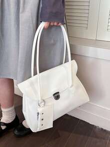Fresh Underarm Large Bag Women's New Fashion PVC Jelly Bag Minimalist Commuter Shoulder Tote Bag - Beige - View 5