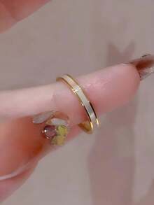 1 件时尚 18K 镀金不锈钢贝壳戒指，优雅女士不锈钢首饰，适合日常佩戴，节日礼物 - 戒指 - 查看 16
