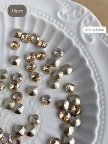 10pcs Fall Autumn Christmas New Nail Art K9 Crystal Rhinestone Decor, Super Shiny Fat Square Diamond Accessories, Pointed Bottom Rhinestones, Exquisite Versatile Nail Decorations, Same As Nail Salon Style - Multicolor - View 8