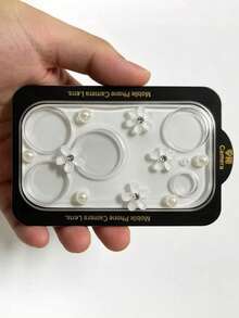 Fashionable Cute 3D Pink Flower Pearl Transparent Glass Camera Lens Protector Film For IPhone 17 Pro Max 17 Pro - Pearl-like Transparent Flowers - View 2