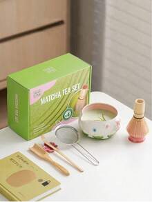 Bộ pha trà Matcha 1 món/2 món/7 món, bộ pha trà Matcha đầy đủ với bát sứ dập nổi hoa và rây, dụng cụ trà đạo truyền thống Nhật Bản, phù hợp dùng tại nhà và làm quà tặng - Nhiều màu - Xem 8