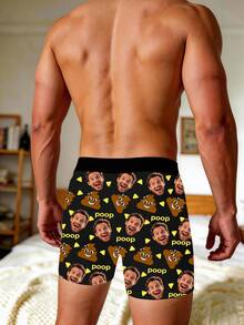 Custom Face Funny Poop Print Men Underwear, Personalized Photo Boxers, Hilarious Novelty Gift For Him - Multicolor - View 4