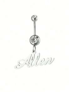 Ce piercing de nombril à la mode en zircone cubique peut être personnalisé avec un nom en anglais, élégant et sexy, un beau cadeau de bijou pour les anniversaires et les fêtes des amis. Fabriqué en acier inoxydable, classique et intemporel. - Argent - Voir 5