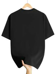 New High-Quality Men's T-Shirt - 100% Pure Cotton, Comfortable And Breathable, Abstract Line Art Design, European And American Style - Black - View 2