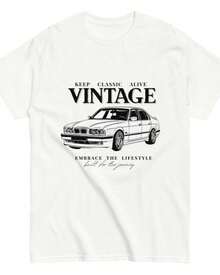 Camiseta Gráfica de Coche Clásico Unisex, Camiseta Automotriz, Camisetas Gráficas - Blanco - Ver 1
