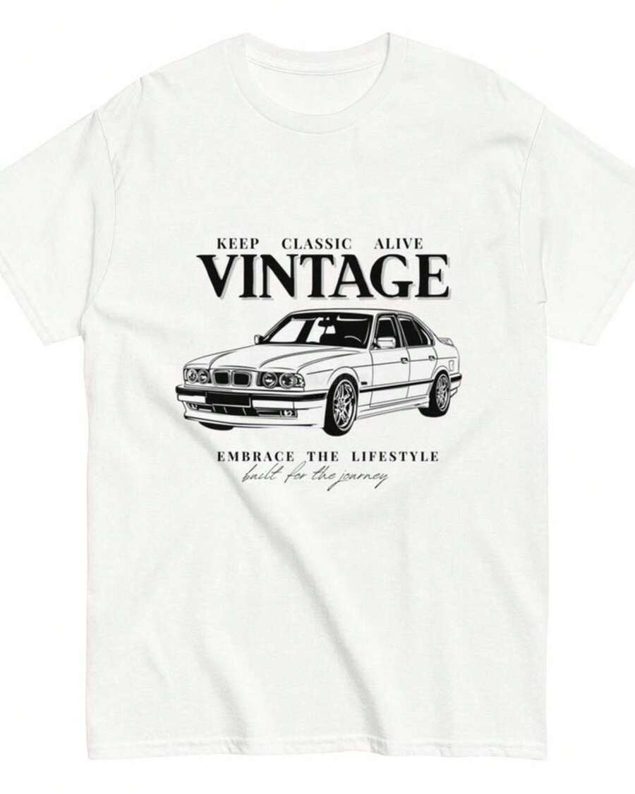 Camiseta Gráfica de Coche Clásico Unisex, Camiseta Automotriz, Camisetas Gráficas - Blanco - Ver 1