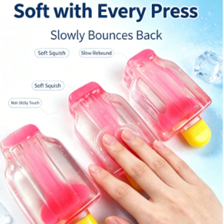 SQUISHY-Realistic Popsicle Toy Ice Cream Twist Stress Relief Toy Suitable For Office Magic Stress Relief Decompression Glow-In-The-Dark Style-Prank Bite Ice Cream Shape Squeeze Toy-Birthday Gift-Holiday Surprise Small Gift