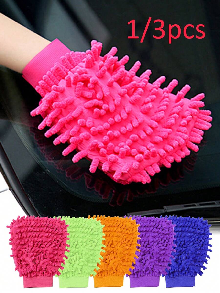 1/3pcs Car Wash Mitts, Super Absorbent, Removes Dust And Mud, 360° All-Around Cleaning, Multi-Functional Interior And Exterior Car Care, Durable Lint-Free Design, Elastic Waterproof Cuff