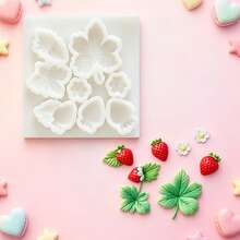 精緻草莓葉翻糖模具、蝴蝶形矽膠模具，易脫模易清洗，適合製作巧克力蛋糕裝飾、餅乾、口香糖、樹脂鑰匙圈、黏土皂墜飾及石膏裝飾品 - 查看 7