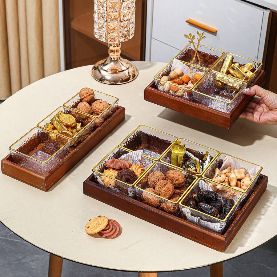 WGROOM Seasoning Jars & Jar Holders Multi-Functional Storage Containers Food Storage Jars Storage Containers Living Room Dining Room Kitchen Tray Set Sugar Jars Milk Jars Seasoning Jars Fruit Bowl Sealed Jars Snack Dish For Grains, Candy, Cookies, Bread For Home, Party, Restaurant, Picnic, Wedding Celebration, Party Service Tray - Multicolor - View 1