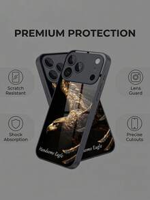 1个定制高清玻璃手机壳，饰有翱翔雄鹰图案，兼容 17 Pro Max/16 Pro Max/15/14 Plus/13 Pro/12 Pro Max/11/Xs Max/8/7/6 Plus、S24 Ultra/S25 Ultra，时尚、多彩、可爱、有趣、简约，可搭配手机壳 - 黑色 - 查看 5