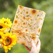6 Sheets Sunflower Floral Gift Wrapping Paper, Vintage Floral Pattern Decorative Paper, Suitable For Gift Wrapping, Birthday Party DIY Crafts - Sunflower Wrapping Paper - View 3