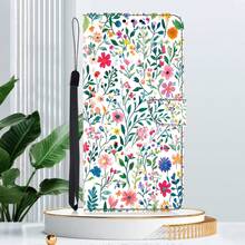 GLANDOTU Leather Floral Pattern Galaxy Colorful Flower 3D Creative Dual-Fold PU Leather Flip Cover Case With Card Slots Anti-Theft Brush Holder Lanyard Birthday Gift Anniversary - Multicolor - View 4