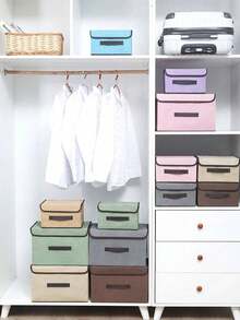 1 Washable Linen Foldable CD Storage Box, Foldable Storage Bin, Toy Organizer Basket With Lid, Laundry Hamper - Pink - View 6