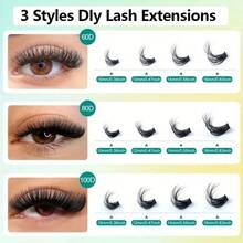 15 Rows 290 Pcs 5D Individual Lashes 60D 80D 100D D Curl 10-16mm Thick Fluffy Mixed Cluster Lashes DIY Makeup For Daily Use - 查看 3