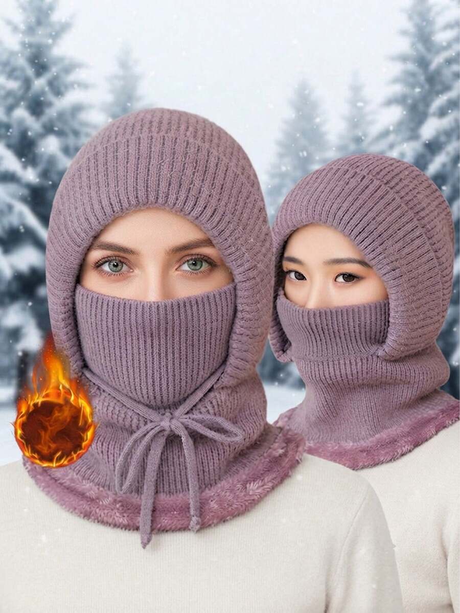 Winter Warm Fleece Face Mask Hat - Elastic Drawstring Design, Lightweight & Warm, Suitable For Cycling, Skiing And Other Outdoor Sports, All-In-One Windproof Ear Protection, Essential Gear For Autumn/Winter - Multicolor - View 1