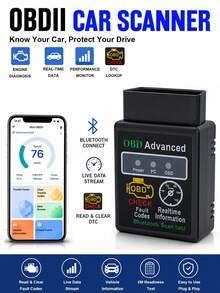 Escáner de Diagnóstico OBD2 Bluetooth Herramienta de Diagnóstico Automotriz Compatible con Todos los Vehículos con Protocolo OBDII desde 1996, con Verificación de Preparación I/M, Prueba de Batería, Prueba de Rendimiento, Lectura y Borrado de Códigos de Falla, Análisis de Datos en Tiempo Real, Análisis del Estado del Motor y talla grande, Compatible con Sistemas IOS/Android, Adecuado para Múltiples Escenarios de Aplicación, Opción de Regalo para el Día de San Valentín - Negro - Ver 2