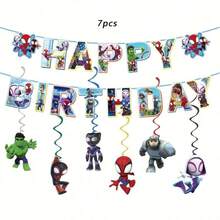 主题生日派对装饰、螺旋悬挂装饰、生日派对用品、漫画主题庆祝活动、独立日、毕业典礼或超级英雄主题生日派对 - 套裝 - 查看 12