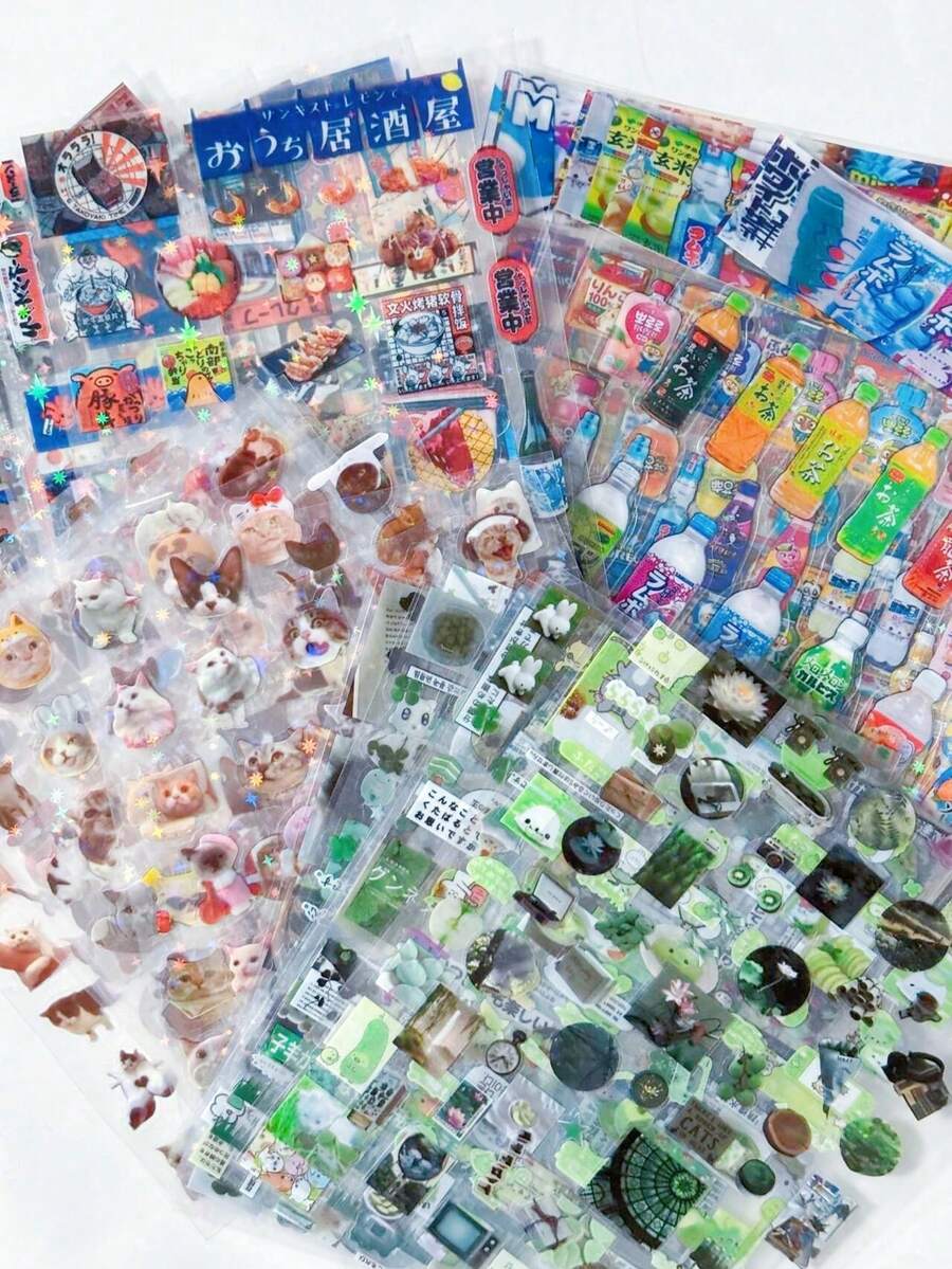 10 buah Stiker Kartu Flash Berongga Lucu Seri Camilan Showa, Stiker Alat Tulis DIY untuk Jurnal Sampah, Scrapbook, Buku Harian, dan Lainnya