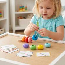 Wooden Caterpillar Lacing Game, Color Matching Bead Lacing Toy With Logic Cards, Educational Learning Toy To Develop Fine Motor Skills And Hand-Eye Coordination, Suitable As A Gift For Children 3 Years And Older - Multicolor - View 5