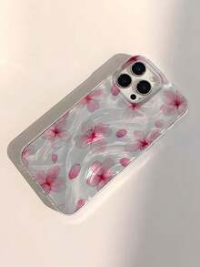 1件時尚個性化花卉元素圖案防水防指紋防刮透明IMD軟質亮面光滑手機殼 - 彩色 - 查看 3