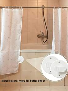 1pc/2pcs/3pcs/4pcs Plastic Shower Curtain Clips, Bathroom Windproof & Splash-Proof Curtain Rail, Home Style Weighted Suction Cup Curtain Fixing Clips, Shower Curtain Fabric, Curtain Weight Clips - Multicolor - View 3