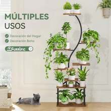 FURRIFIC Soporte para Plantas de 8 Niveles para Uso Interior y Exterior, con Luz de Crecimiento para Plantas, Estante para Plantas en Forma de S, Sala de Estar, Dormitorio, Balcón, Jardín - Negro - Ver 3