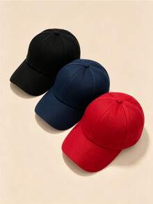 1pc/2pcs/3pcs Minimalist Solid Color Baseball Cap, Comfortable Adjustable Size, Suitable For 3-16 Years Old Children And Teenagers, Casual Street Sun Hat - Multicolor - View 1
