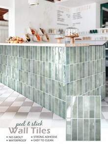 20/10-Piece Ubin Perekat Mandiri, Panel Dinding Tekstur 3D Pola Bata Tahan Air - Ubin Tahan Percikan Air Perekat Mandiri yang Dapat Dilepas Sendiri, Cocok untuk Dapur, Kamar Mandi, dan Dekorasi Pesta - A - View 7