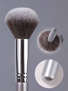 1pc Colorful Soft Blush Brush, Loose Powder Setting Brush With Pearlescent Handle, Multi-Functional Professional Makeup Tool - Silver - View 8