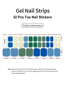 New Cross-Border Semi-Cured Gel Toe Nail Stickers, Glitter Shiny Design, In Stock Wholesale, Waterproof And Long-Lasting - Dusty Blue - View 3
